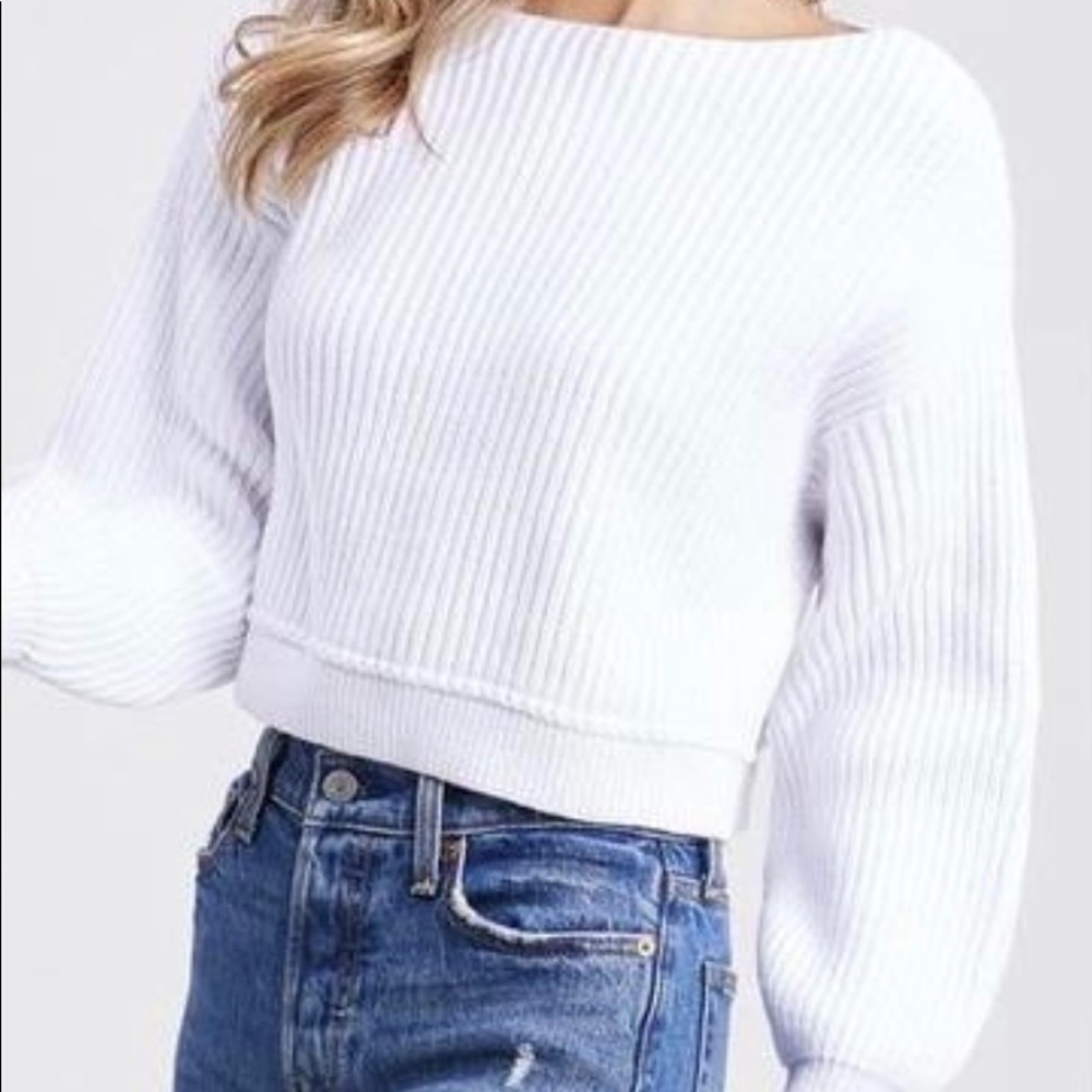 Cropped Balloon Sleeve Sweater
